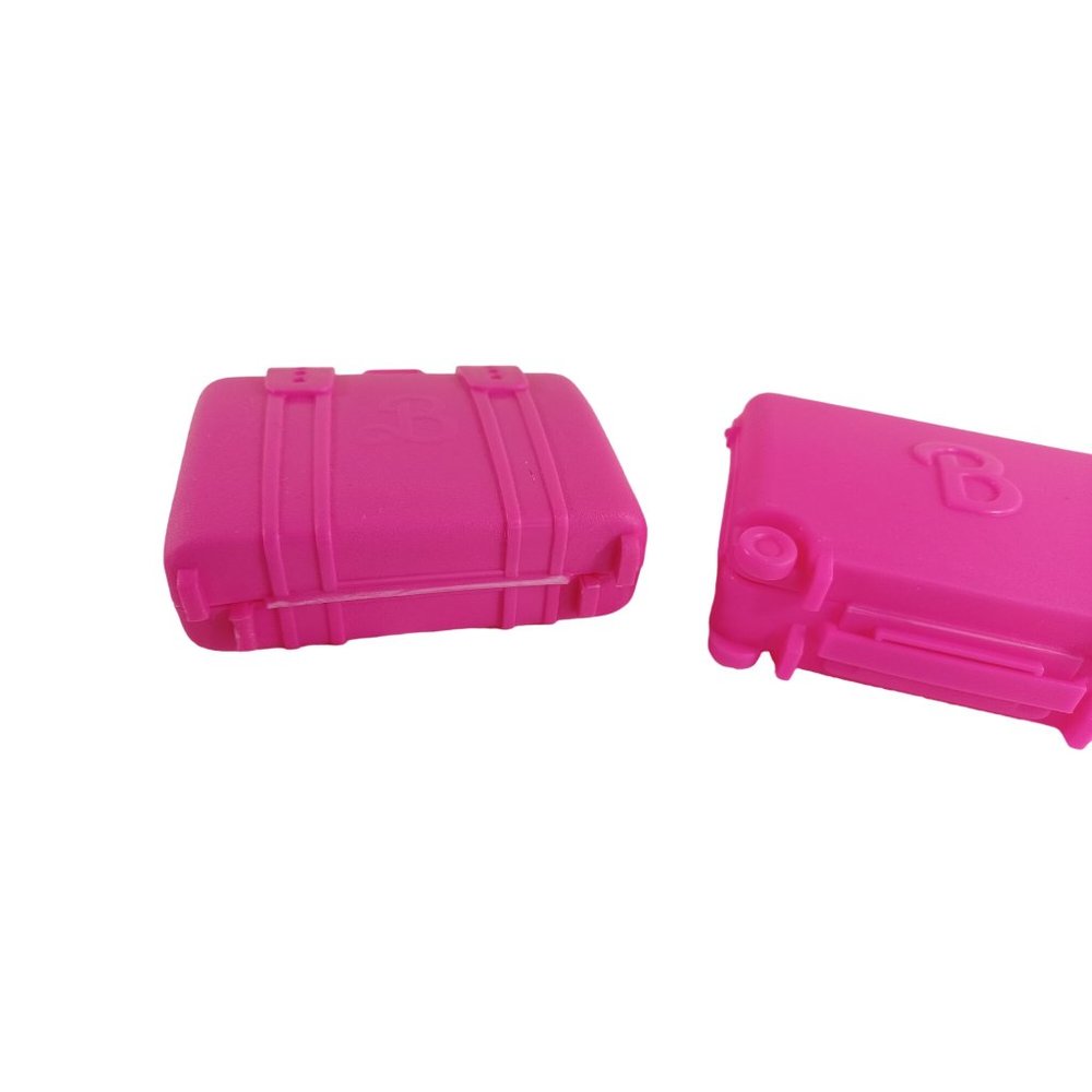 Lot of 2 Vintage 80's & 90's Barbie Suitcases 11.5" Fashion Doll Travel Pink